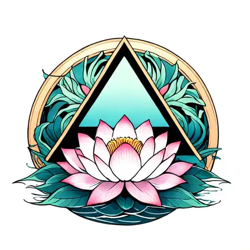 Circle With A Triangle And Lotus Flower