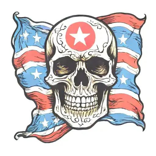 Tennessee State Flag Skull Red