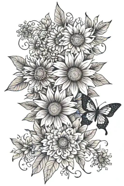 Merigold And Aster Flowers