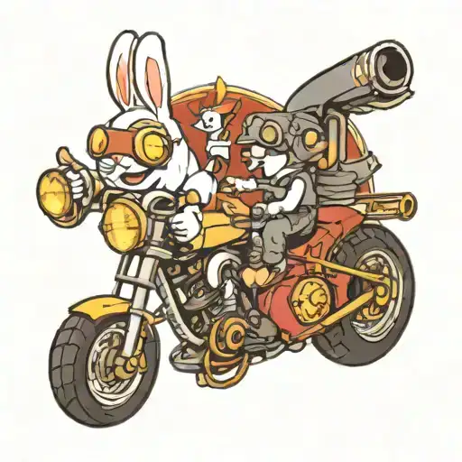 Rabbids On Cafe Racer Motorcycle