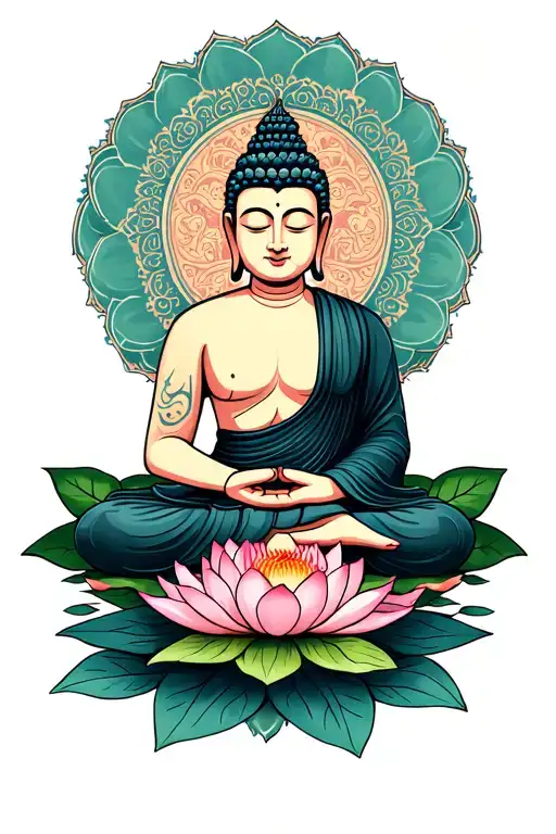 Buddha On A Lotus Flower Hands In Lap No Background Image