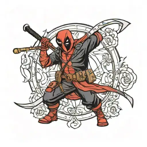 Deadpool Grim Reaper Holding A Scythe And Samaria Sword