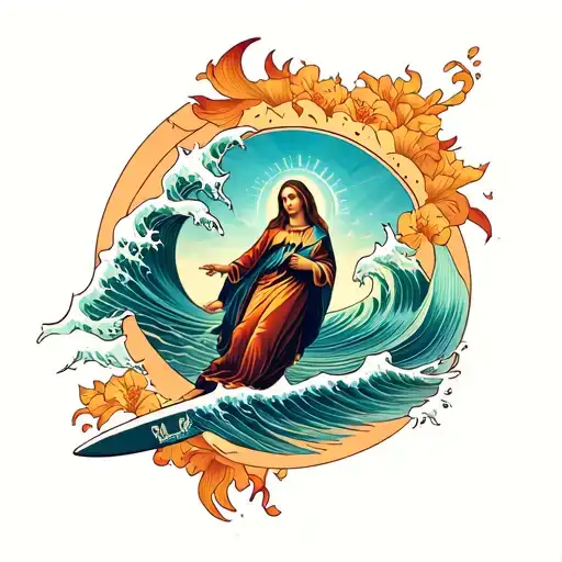 Mother Mary Surfing Wave
