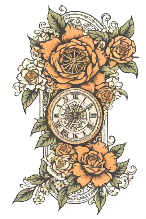 Flowers And Roman Numerals