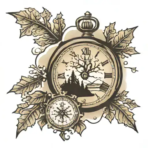 A Clock A Tree And A Snow Flake