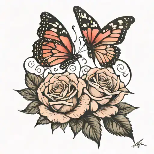 Roses With Butterflys Souronding