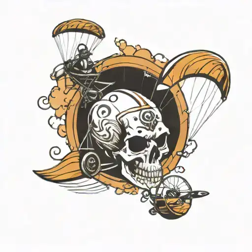 Skull And Paraglider Gliding