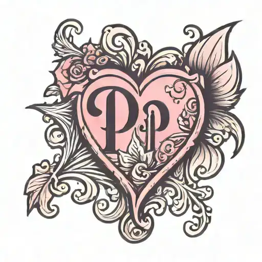 Small Letter P With A Pink Heart Beside It