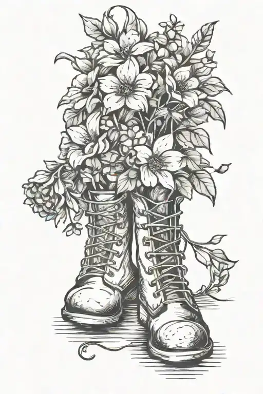 Boots As A Vase For Flowers