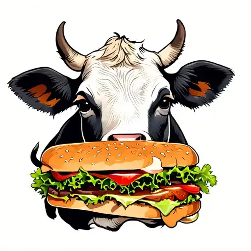 Baby Cow Eating A Sandwich