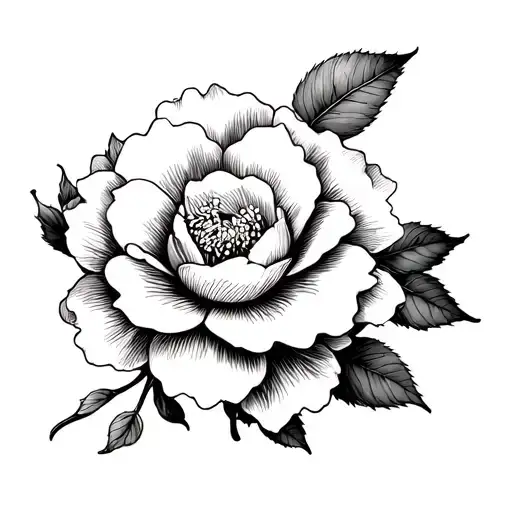 White Ink Camellia Flower