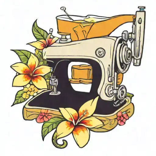 Sewing Machine Hawaii Cocktail Wave Plumeria