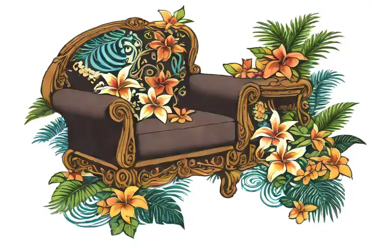 Outdoor Furniture Sewing Hawaiian Ocean Wave Palm Tree Plumeria