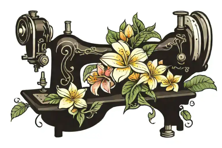 Sewing Machine Hawaiian Ocean Wave Palm Tree Plumeria