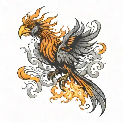 Fire Phoenix Rising From The Ashes