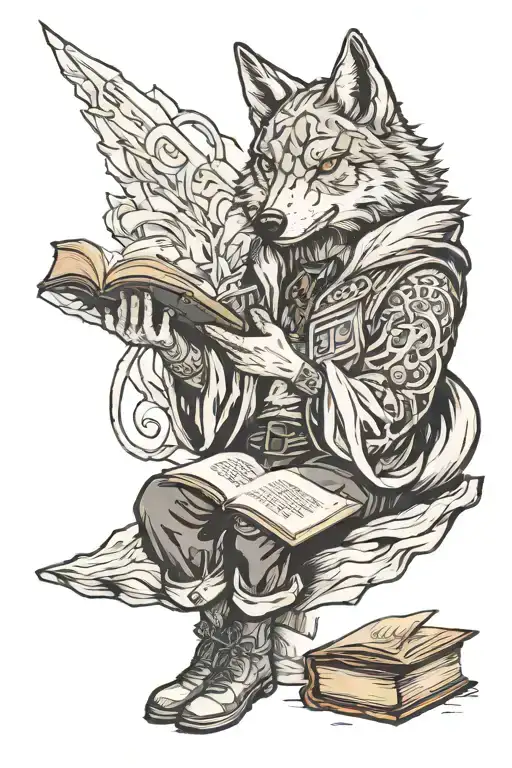 Lone Wolf With Sigma Female Character Reading A Book