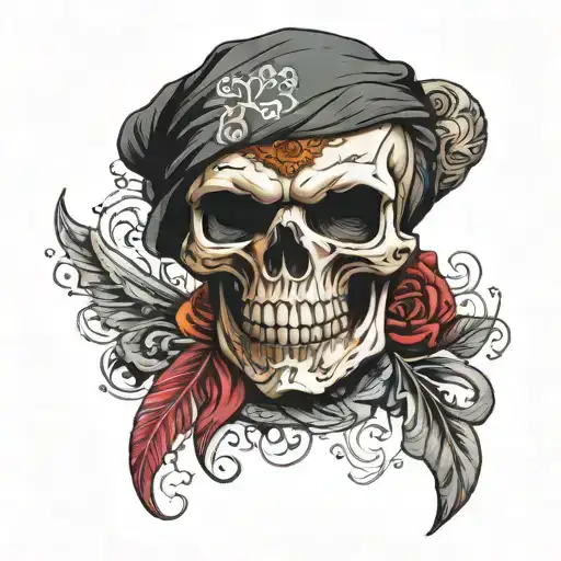 Skull With Bandana Mask Holding