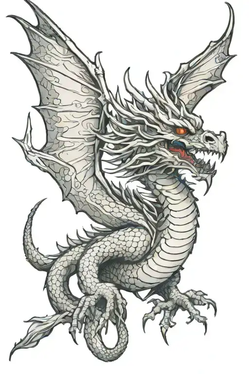 Dragon Painting With Lycoris Radiata