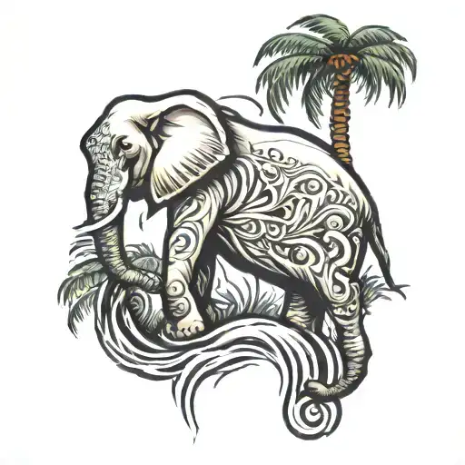 Elephant Waterfall Palm Tree