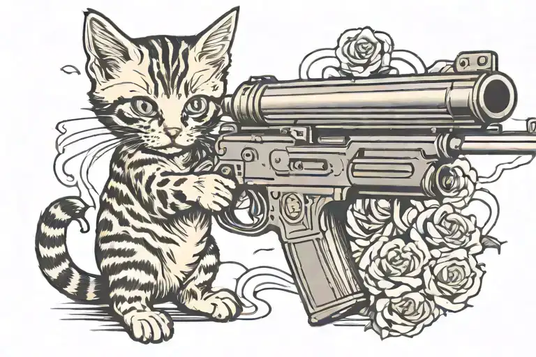 Kitten Shooting A Gun