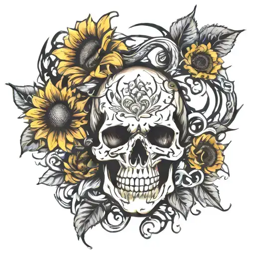 Skull Snakes Sunflowers Wrapped