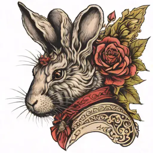 Victorian Rabbit In Dress Head Shot Image