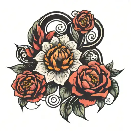 A Neda Symbol With Flowers
