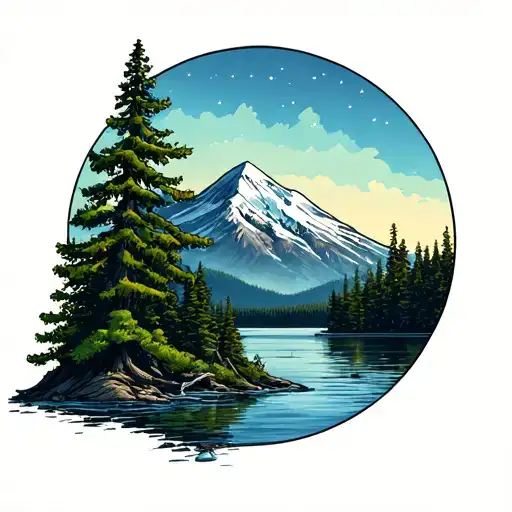 Mt Rainier Lake Trees Pacific Northwest