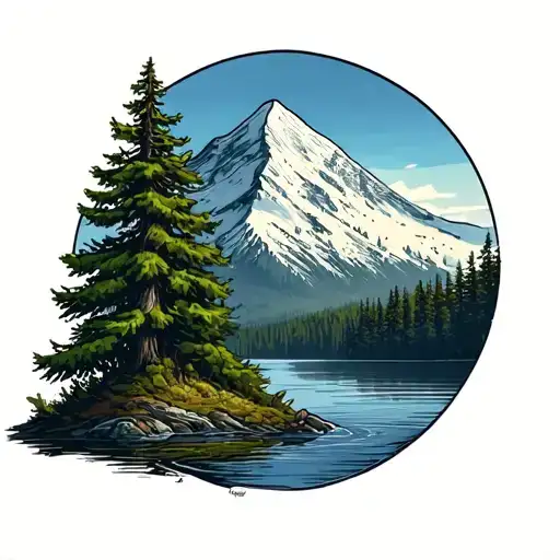 Mt Rainier Lake Trees Pacific Northwest