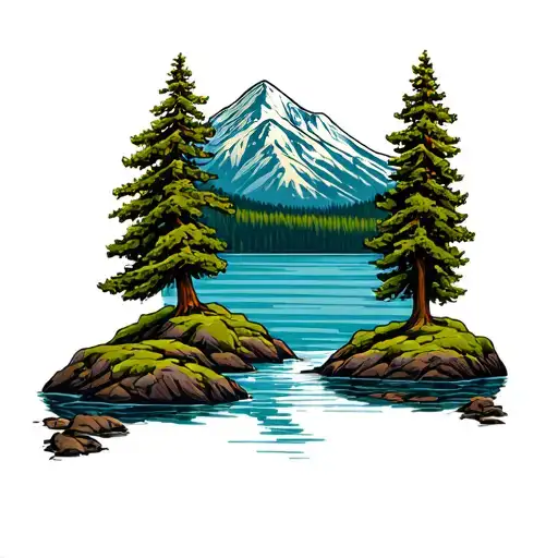 Washington Mountain Landscape Lake River Trees