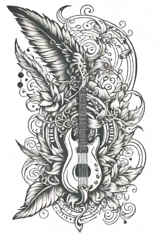 Music And Delicate Feather Symbol Of Freedom
