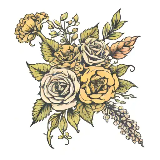 Bouquet Of Birth Flowers June July And November