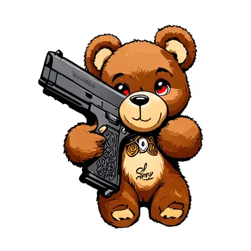 Taddy Bear Wit Glock 19 Gen 5 Wit Red Eyes