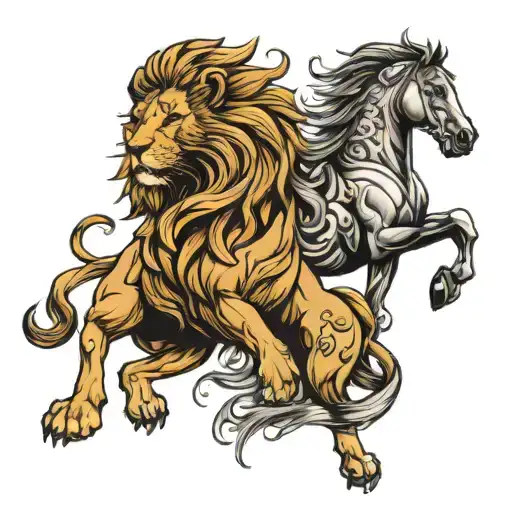 Lion And Horse