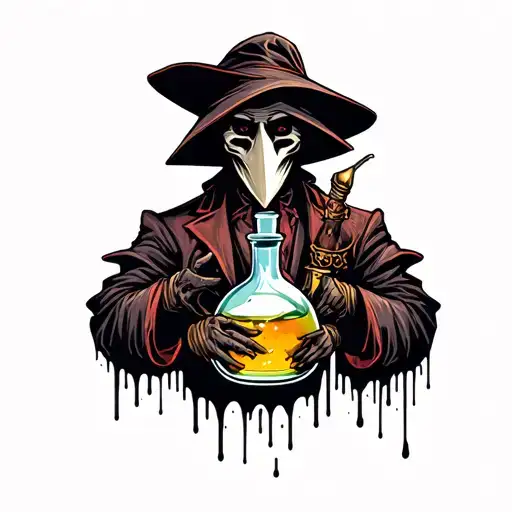 Plague Doctor With Potion Bottle Dripping