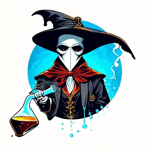 Plague Doctor With Potion Bottle Pouring Out