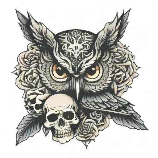 Owl And Skull Wearing
