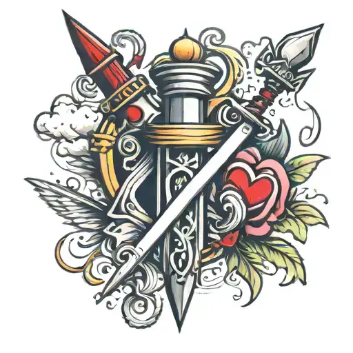 A Sailor Sword With A Heart And A Syringe