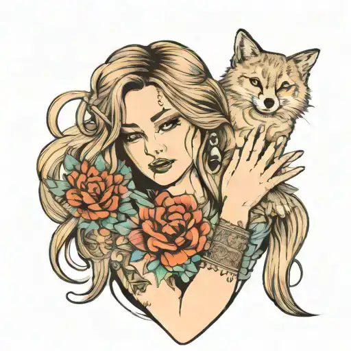 Girl With Long Hair With Spitz On The Hands Holding