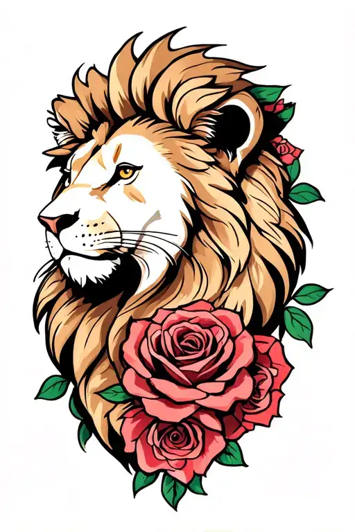 Lion And Roses