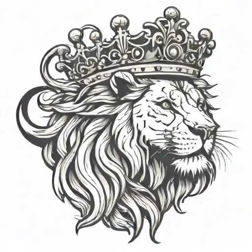Lion Wearing Crown Walking Down Hill