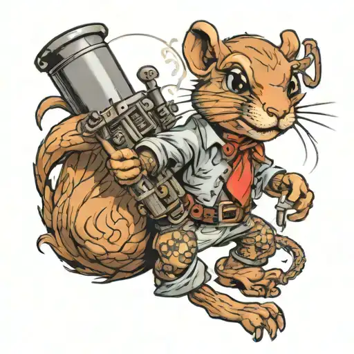 Crazy Squirrel Holding Rpg Bastardos Word