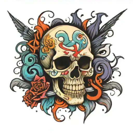 Skull With The Word Mixed Madness