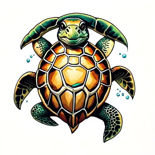 Shellback Turtle Swimming