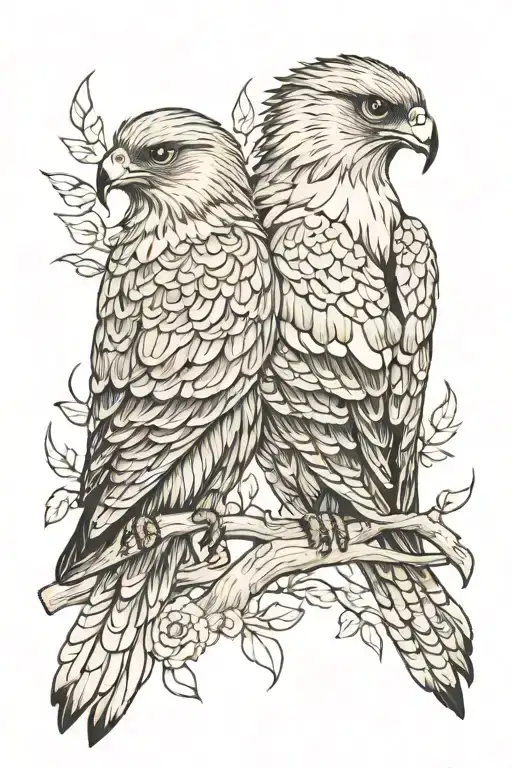 Two Hawks Embracing