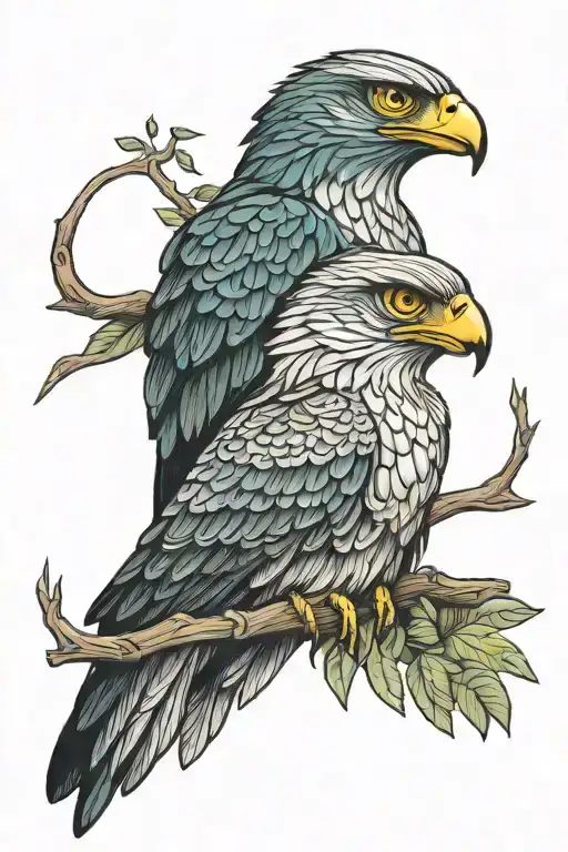 Two Hawks Embracing Each Other Morphing Into Each Other