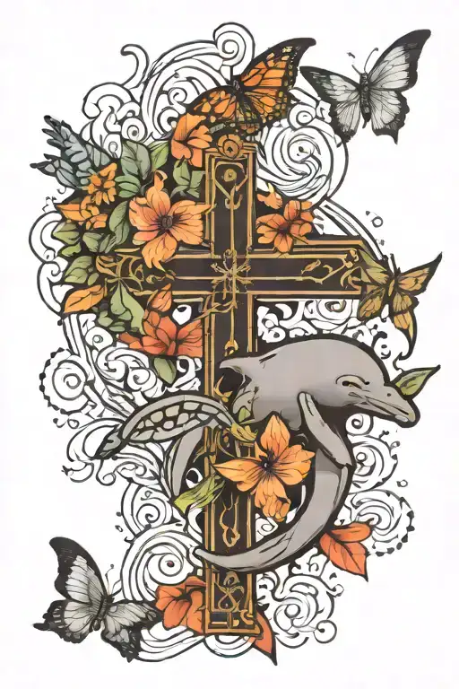 Cross Butterfly Dolphin Manatee