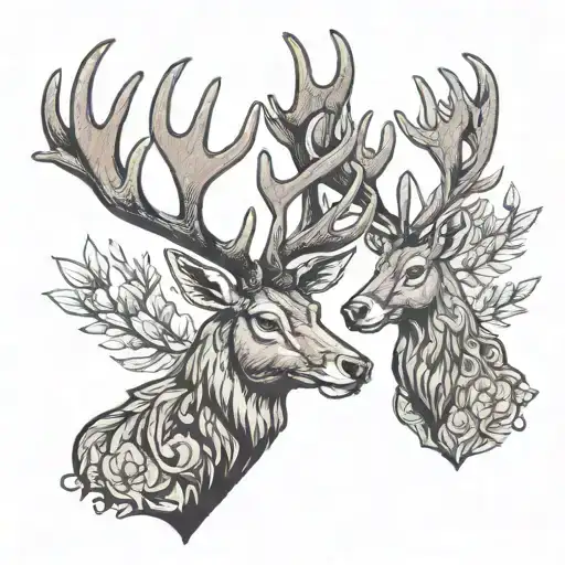 Red Stag Head Ducks Flying