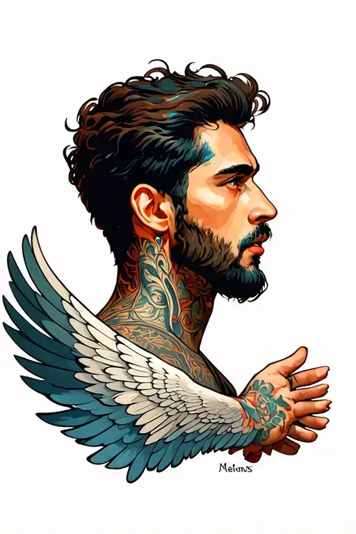 Man With Arms Spreading And Blurry Wings
