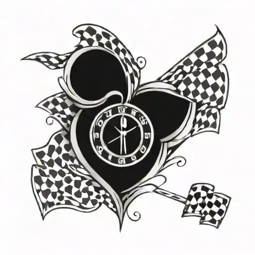 Checkered Flag Pattern With Clocks Allowing Initials To Be Put In
